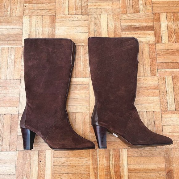 Vintage Suede Boots, Size 7, Brown - Picture 1 of 5